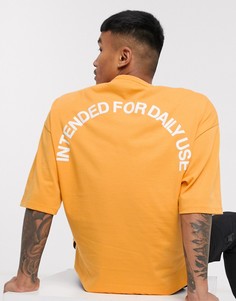 Oversized-футболка из плотного материала с принтом ASOS DESIGN-Желтый