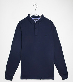 Темно-синее поло с длинными рукавами и логотипом Tommy Hilfiger Big & Tall-Темно-синий