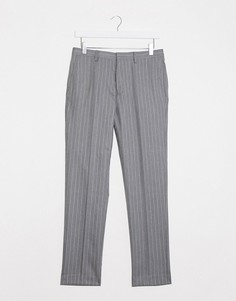 Серые брюки скинни в розовую полоску Burton Menswear-Серый
