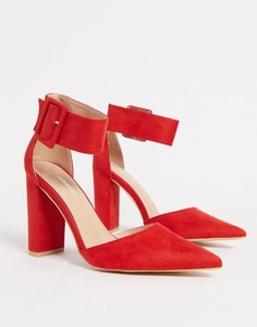 Красные туфли-лодочки на блочном каблуке с пряжкой Glamorous-Красный