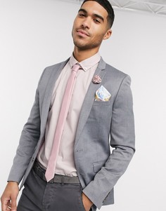 Серый супероблегающий пиджак с добавлением шерсти ASOS DESIGN wedding-Бежевый