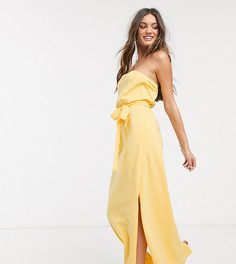 Желтое платье-бандо макси с поясом эксклюзивно для ASOS DESIGN Petite-Желтый