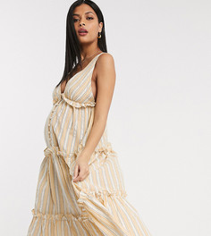 Ярусный сарафан миди на пуговицах с полосками ASOS DESIGN Maternity-Мульти