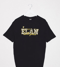 Свободная футболка из вафельного трикотажа с аппликацией ASOS DESIGN Tall-Черный