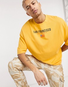 Oversized-футболка из органического хлопка с принтом ASOS DESIGN-Оранжевый