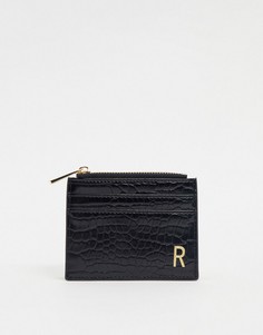 Черный кошелек и кредитница с буквой "R" ASOS DESIGN