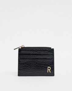 Черный кошелек и кредитница с буквой "R" ASOS DESIGN