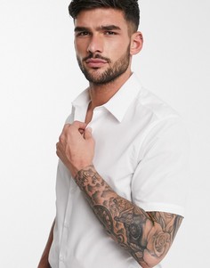 Белая строгая рубашка классического кроя с короткими рукавами ASOS DESIGN-Белый