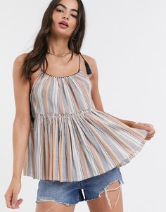 Ярусный топ на бретелях в полоску ASOS DESIGN-Мульти