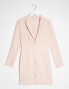 Розовое платье-пиджак на молнии River Island-Бежевый
