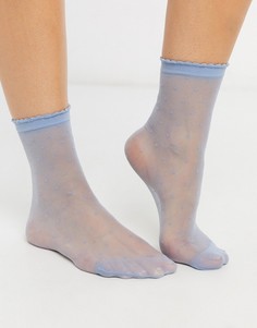 Голубые полупрозрачные носки в горошек Pretty Polly-Синий