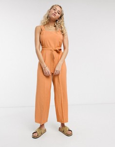 Комбинезон абрикосового цвета с поясом Topshop-Оранжевый