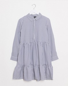 Темно-синее свободное платье-рубашка Vero Moda-Темно-синий