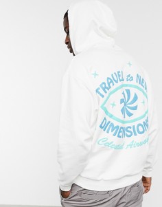 Oversized-худи белого цвета с принтом ASOS DESIGN-Белый