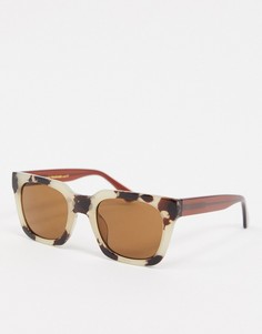 Кремовые солнцезащитные очки в квадратной оправе черепаховой расцветки A.Kjaerbede-Бежевый