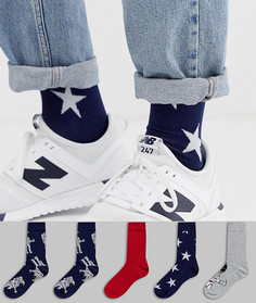Набор из 5 пар носков до щиколотки с принтом ASOS DESIGN - Со скидкой-Мульти