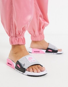 Серые шлепанцы с розовыми вставками Nike Air Max-Серый