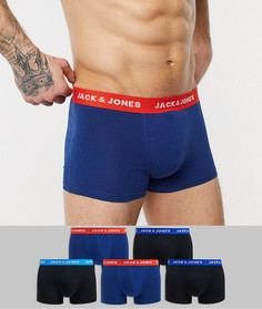 Набор из 5 боксеров-брифов с контрастным поясом (черные/синие) Jack & Jones-Мульти