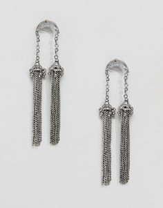 Серьги с кисточками и полумесяцем ASOS DESIGN-Серебряный