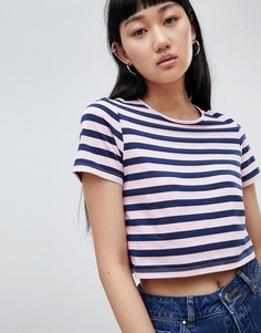 Короткая футболка в полоску ASOS DESIGN-Мульти