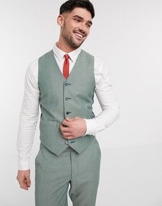 Зеленый приталенный жилет ASOS DESIGN wedding