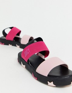 Черно-розовые сандалии со звездами на подошве Juicy Couture-Розовый