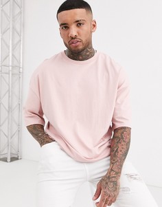 Розовая футболка в стиле oversized из органического хлопка Bershka Join Life-Розовый