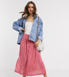 Юбка миди на пуговицах ASOS DESIGN Petite-Розовый