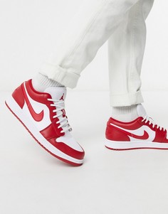 Бело-красные низкие кроссовки Nike Air Jordan 1-Белый