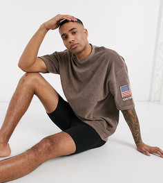 Удлиненная футболка oversized с вышивкой и принтом ASOS DESIGN Tall-Коричневый
