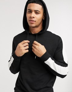 Худи черного цвета с полосой по бокам ASOS DESIGN-Черный