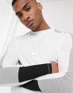 Белый лонгслив с контрастными вставками на плечах ASOS DESIGN