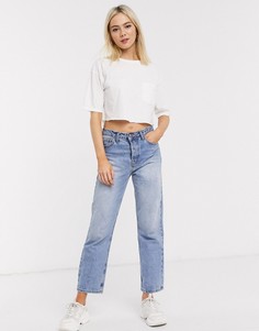 Белый кроп-топ из трикотажа с добавлением льна ASOS DESIGN