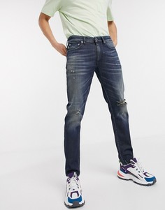 Узкие джинсы со рваной отделкой Love Moschino-Синий