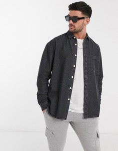 Свободная черная джинсовая рубашка из органического хлопка ASOS DESIGN-Серый