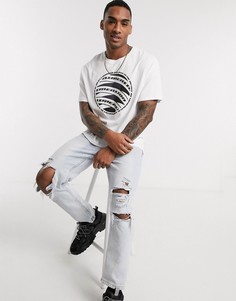Белая футболка с принтом на груди Bershka Join Life-Белый