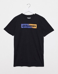 Футболка с принтом логотипа Jack & Jones-Черный