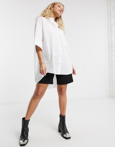 Белая поплиновая рубашка в стиле oversized от Topshop-Белый