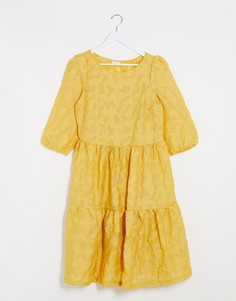 Желтое свободное фактурное платье Vila-Желтый