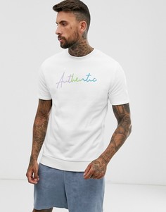 Футболка с вышивкой "Authentic" ASOS DESIGN-Белый