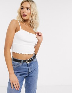 Белый кроп-топ в рубчик со сборками ASOS DESIGN