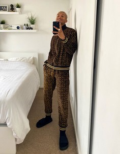 Коричневые велюровые джоггеры от комплекта с логотипом ASOS EDITION-Коричневый