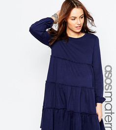 Свободное платье для беременных ASOS Maternity-Синий