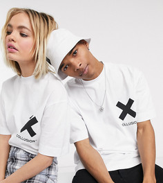 Белая футболка с логотипом COLLUSION Unisex-Белый