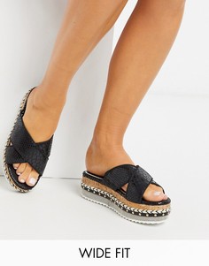 Черные сандалии для широкой стопы на платформе River Island-Черный