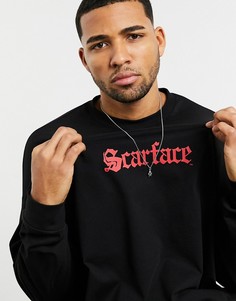 Лонгслив в стиле oversized с принтом ASOS DESIGN-Черный