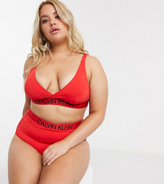 Красные плавки бикини с завышенной талией Calvin Klein Plus-Оранжевый