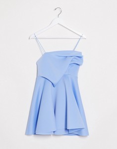Голубое приталенное платье мини на бретелях ASOS DESIGN-Синий