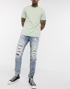 Мраморные узкие джинсы American Eagle-Синий