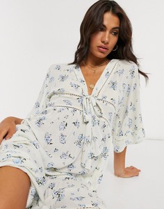 Платье макси с кружевом и цветочным принтом ASOS DESIGN-Мульти
